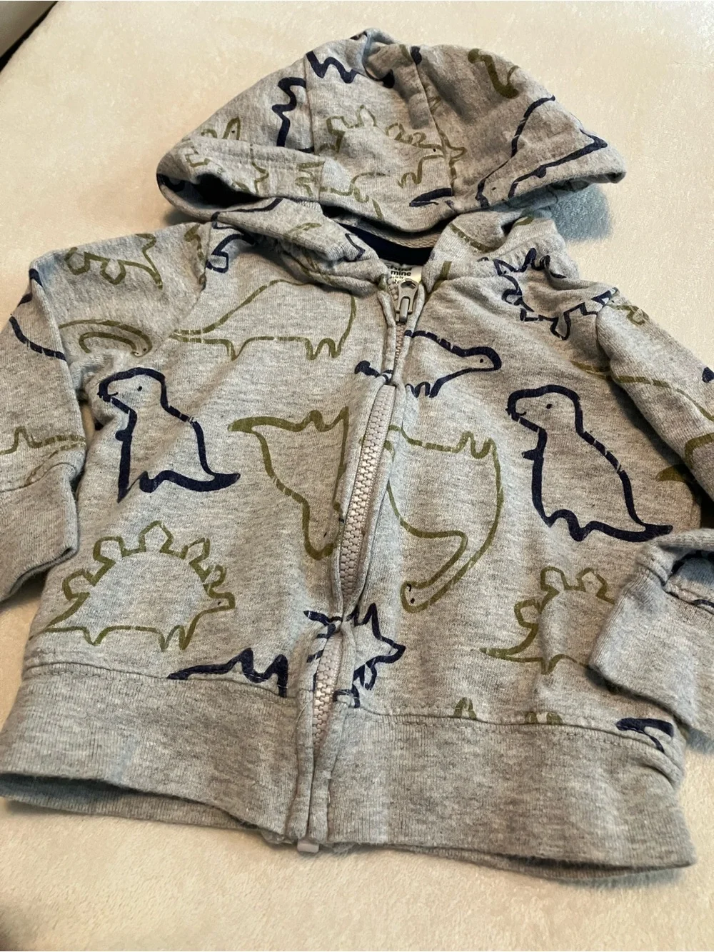 Baby 3-Piece Dino Hoodie Set with Navy Stripe Bodysuit